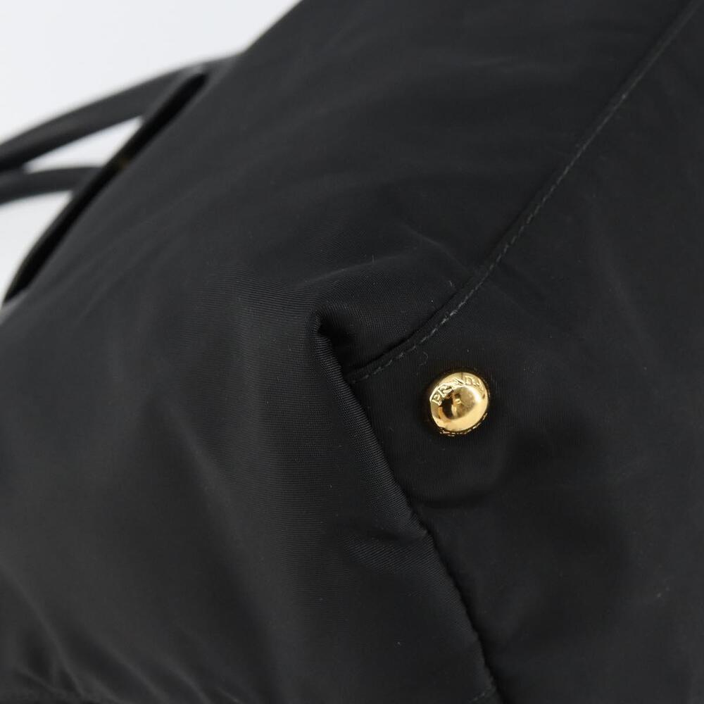PRADA Hand Bag Nylon Black Gold Auth 148636 - Picture 15 of 16
